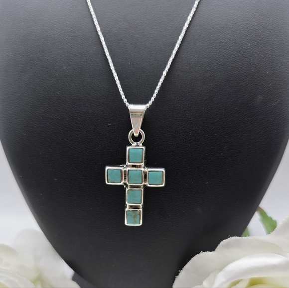 ❤️ MOSAIC CROSS STERLING SILVER NECKLACE - Picture 2 of 5